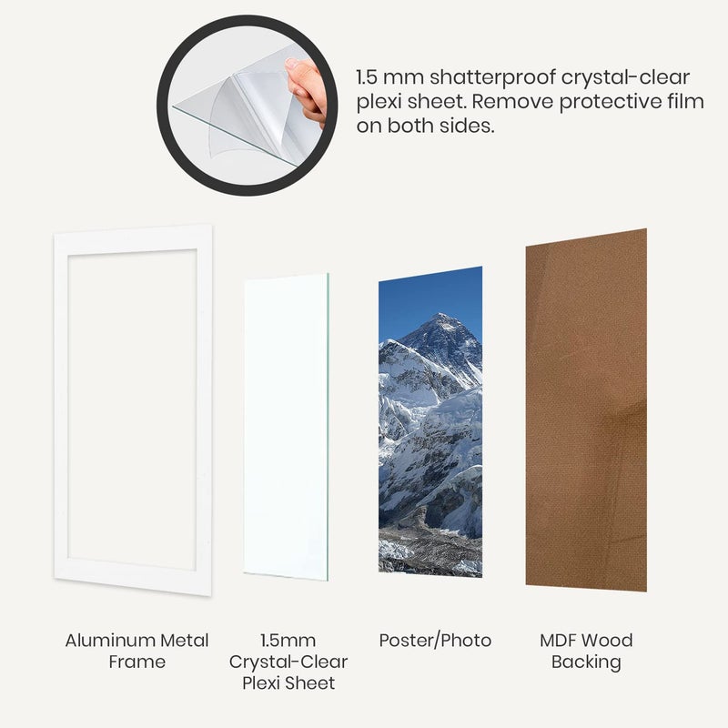 Opposite Wall Aluminium Metal Picture Frame, 12x16 in. | 31x41 cm White Sleek Matte, Lightweight, Shatterproof and Durable, Perfectly Crafted for Picture, Poster, Photo and Collage Displays - Image 5